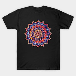 Mandala Pretty Mandala Blue Orange Yellow Meditate Inspiration Yoga Crystals T-Shirt